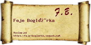 Feje Boglárka névjegykártya